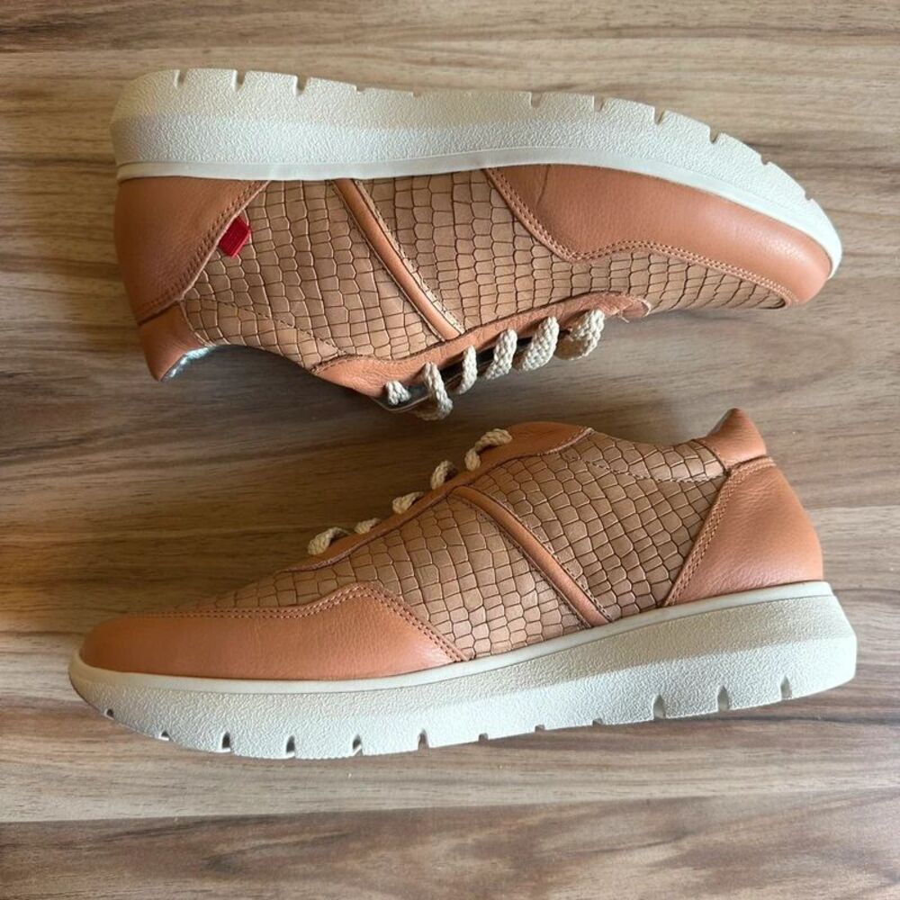 Marc Joseph Gramercy Women 9.5 Tan Croc Leather Sneakers Made Brazil New Box - Picture 4 of 16